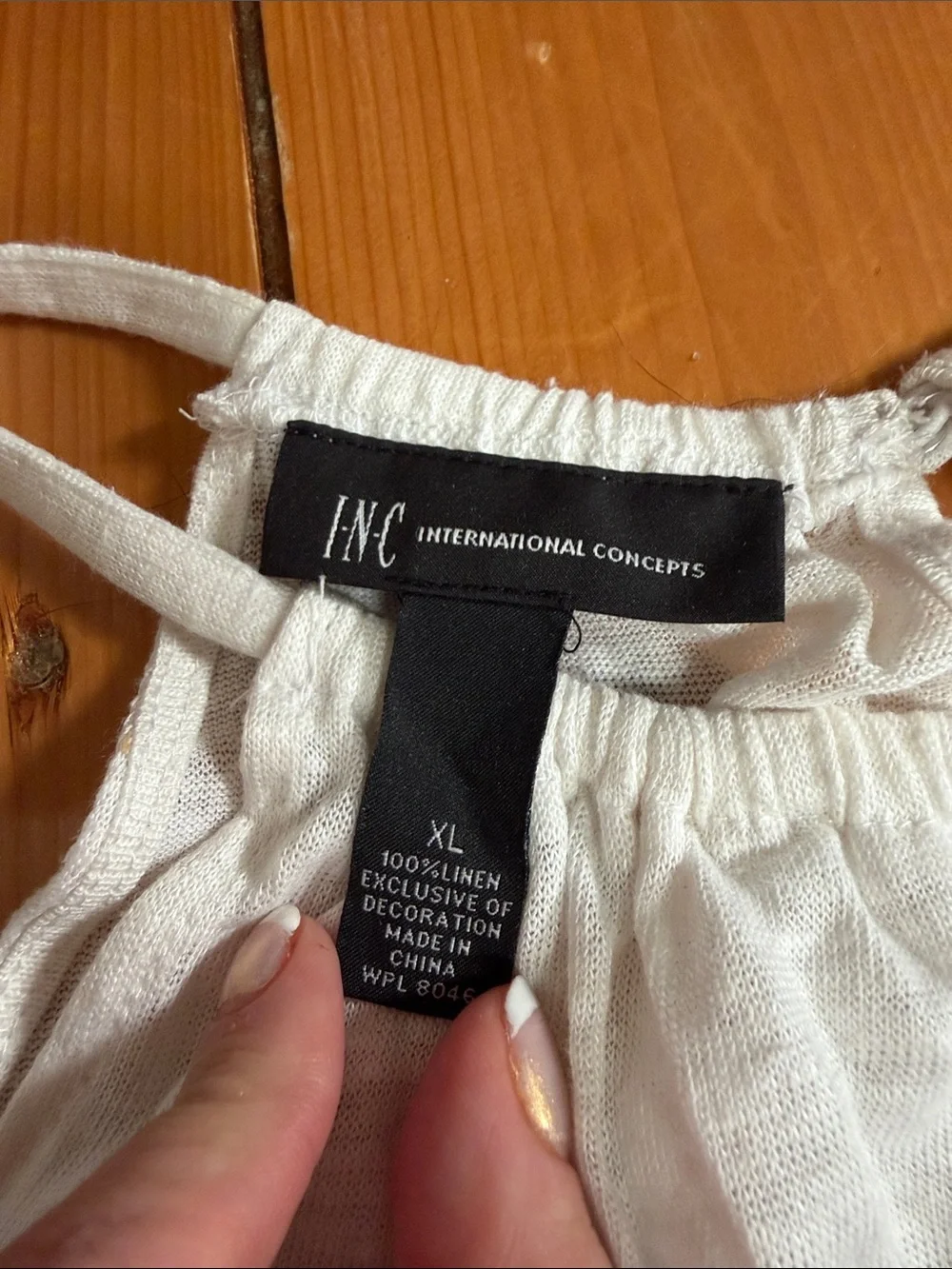 INC International Concepts 100% linen White Halter Embellished Tank NWT size XL